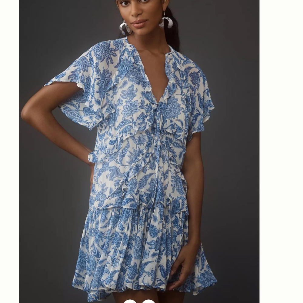 Anthropologie Maeve Ruffle Mini Dress